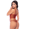Ensemble 2 pièces avec bustier en dentelle brodée bois de rose, jarretelles et string - Mapalé Mapalé