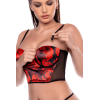 Ensemble 2 pièces noir et rouge avec corset sans bretelles imprimé et string - Mapalé Mapalé