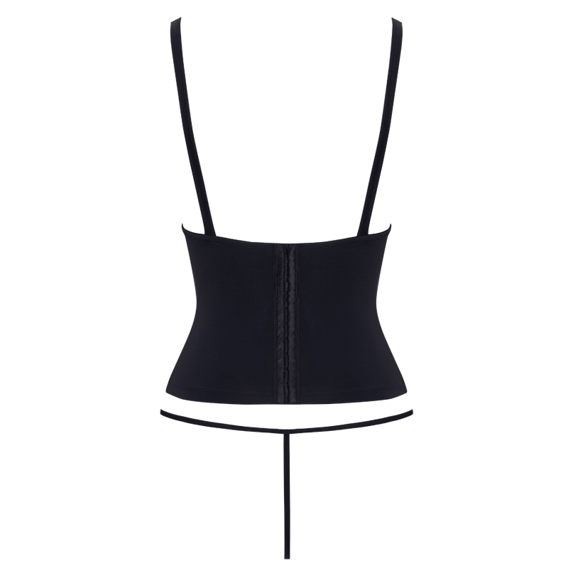 Corset taille noir Cottelli PARTY – Corset à armatures avec sangles décoratives et mini string COTTELLI & DIVERS
