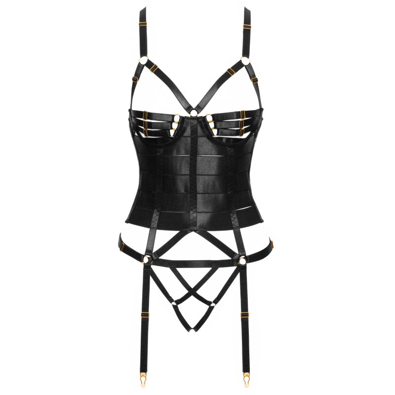 Corset porte-jarretelles et string assorti - Cottelli COTTELLI & DIVERS