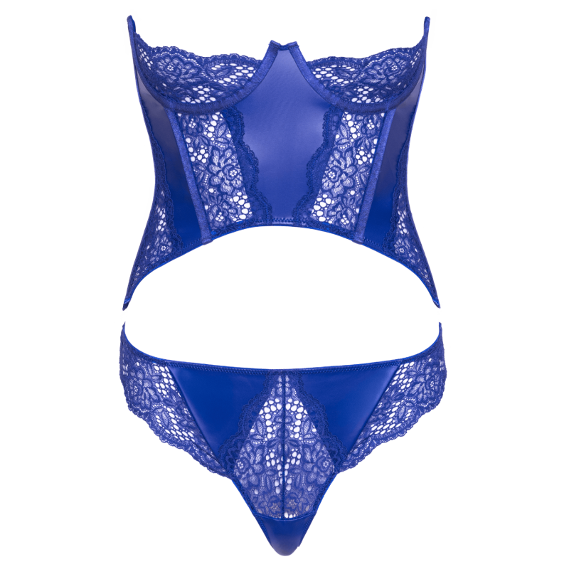 Ensemble corset bustier bleu royal avec string - Cottelli COTTELLI & DIVERS