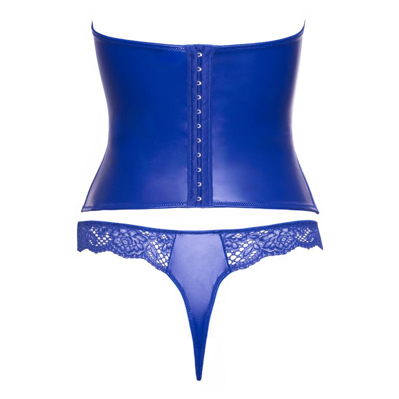 Ensemble corset bustier bleu royal avec string - Cottelli COTTELLI & DIVERS