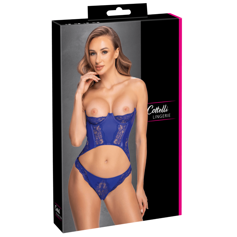 Ensemble corset bustier bleu royal avec string - Cottelli COTTELLI & DIVERS