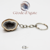 Porte-clefs avec pierre naturelle Géode Agate brute 3cm Lithothérapie