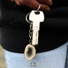 Porte-clefs avec pierre naturelle Géode Agate brute 3cm Lithothérapie