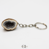 Porte-clefs avec pierre naturelle Géode Agate brute 3cm Lithothérapie