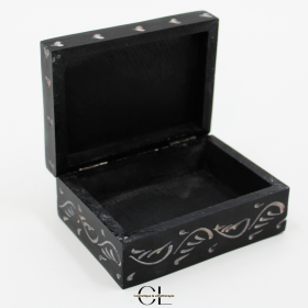 Boîte à bijoux en pierre Saponite rectangle Fleur de Vie 10cm Lithothérapie