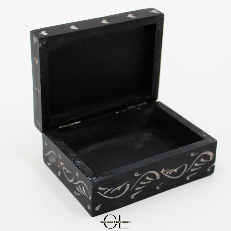 Boîte à bijoux en pierre Saponite rectangle Fleur de Vie 10cm Lithothérapie