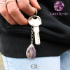 Porte-clefs avec pierre naturelle Amethyste AB 30mm en forme de goutte Lithothérapie