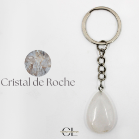Porte-clefs en pierre naturelle Cristal de Roche A 30mm en forme de goutte Lithothérapie