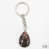 Porte-clefs avec pierre naturelle Rhodonite A 30mm en forme de goutte Lithothérapie