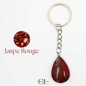 Porte-clefs avec pierre naturelle Jaspe Rouge AB 30mm en forme de goutte Lithothérapie