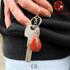 Porte-clefs avec pierre naturelle Jaspe Rouge AB 30mm en forme de goutte Lithothérapie