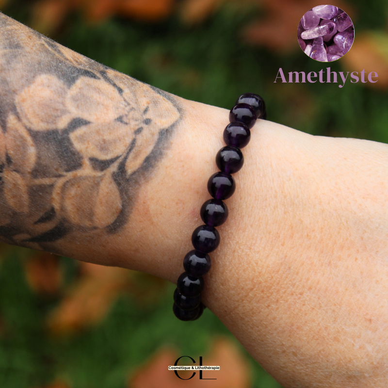 Bracelet en pierres naturelles Améthyste AA 8-9mm Lithothérapie