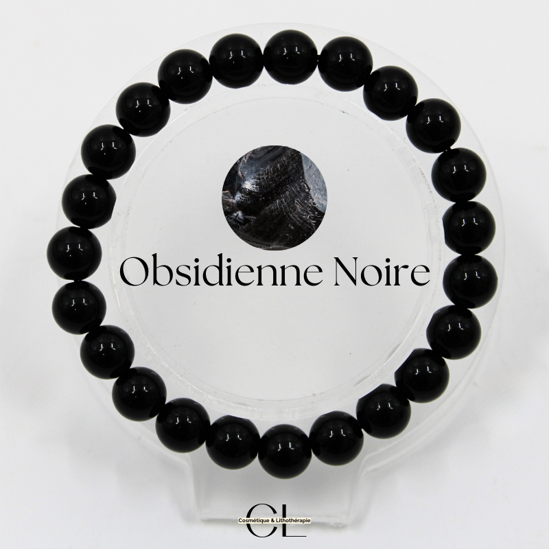 Bracelet en pierres naturelles Obsidienne noire A 8mm Lithothérapie