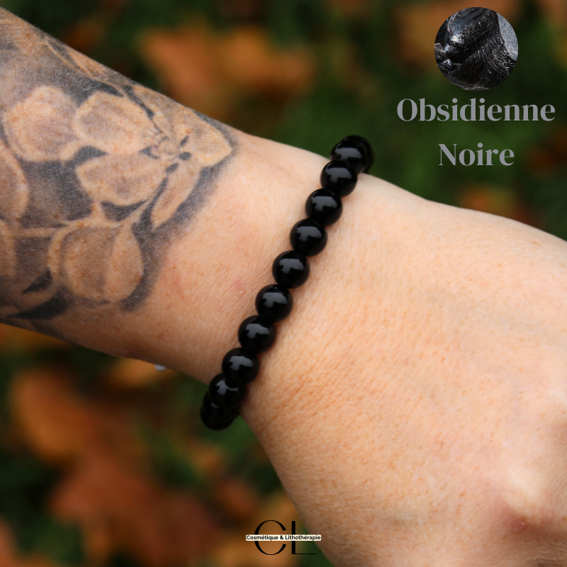 Bracelet en pierres naturelles Obsidienne noire A 8mm Lithothérapie
