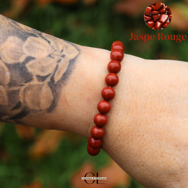 Bracelet en pierres naturelles Jaspe Rouge A 8-9mm Lithothérapie