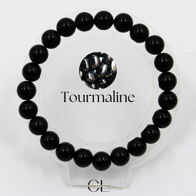 Bracelet en pierres naturelles Tourmaline noire A 8mm Lithothérapie