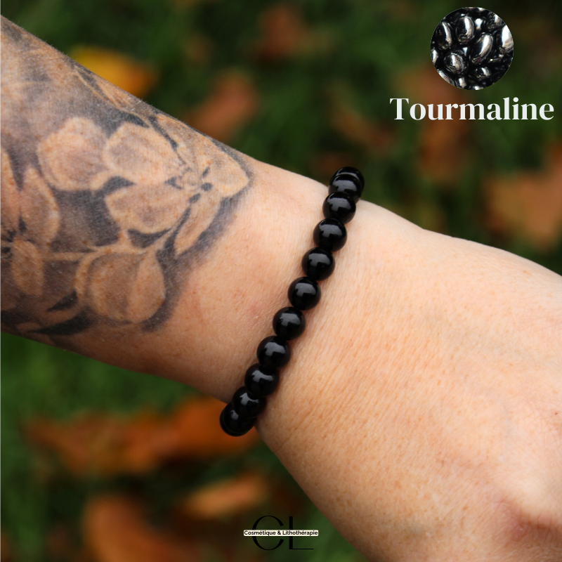 Bracelet en pierres naturelles Tourmaline noire A 8mm Lithothérapie