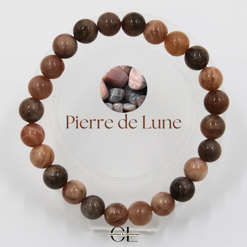 Bracelet en pierres naturelles Pierre de Lune Multicolore AB 8-9mm Lithothérapie