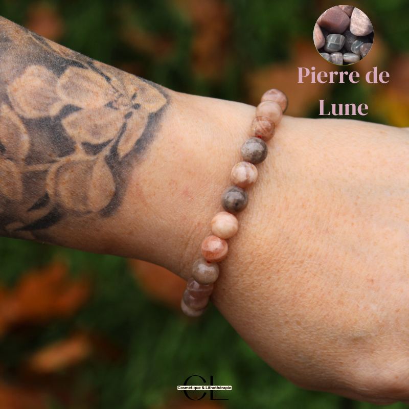 Bracelet en pierres naturelles Pierre de Lune Multicolore AB 8-9mm Lithothérapie