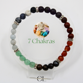 Bracelet en pierres naturelles 7 chakras et strass AB 8mm Lithothérapie
