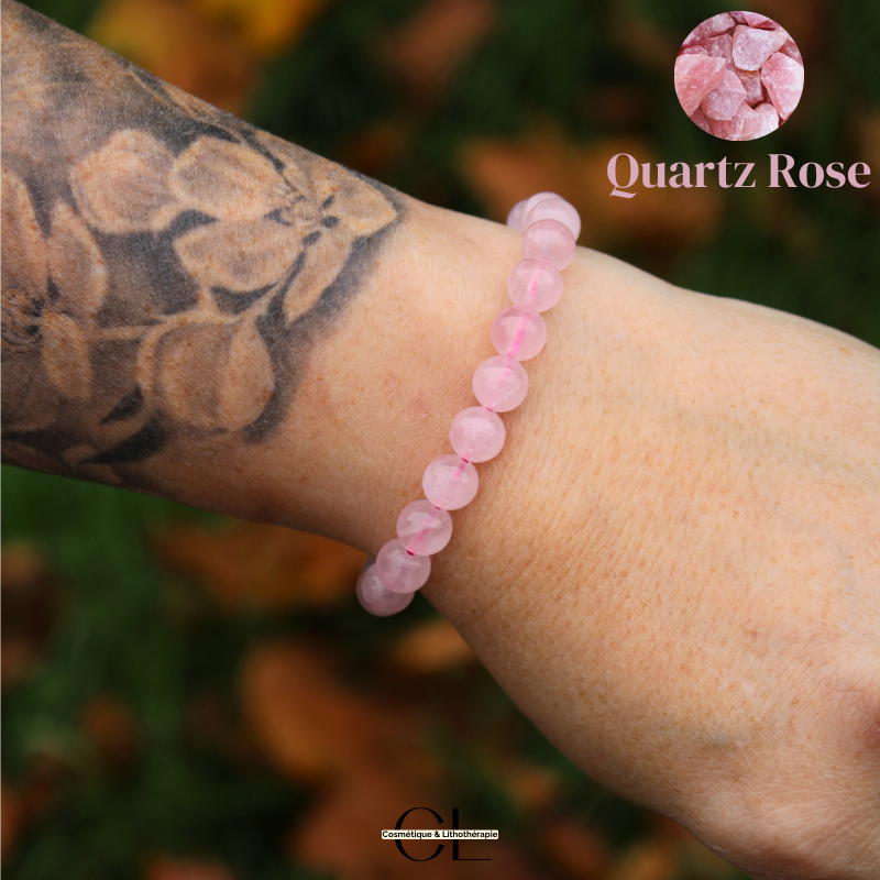 Bracelet en pierres naturelles Quartz Rose A 8mm Lithothérapie