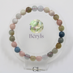 Bracelet en pierres naturelles Béryls Aigue marine et Morganite A 7mm Lithothérapie
