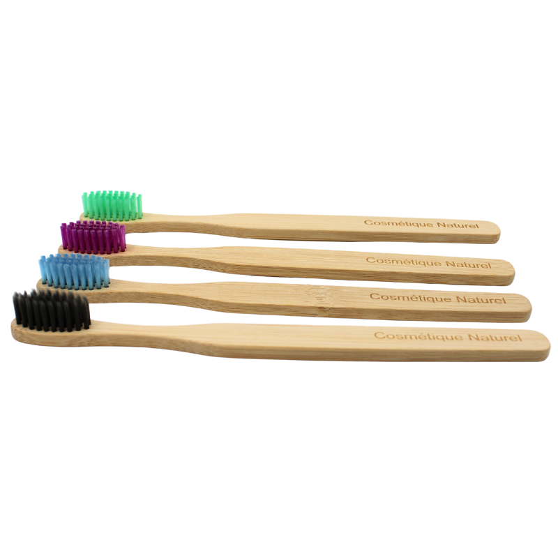 Lot de 4 Brosses à Dents en Bambou Colorées et Biodégradables Cosmétique naturel