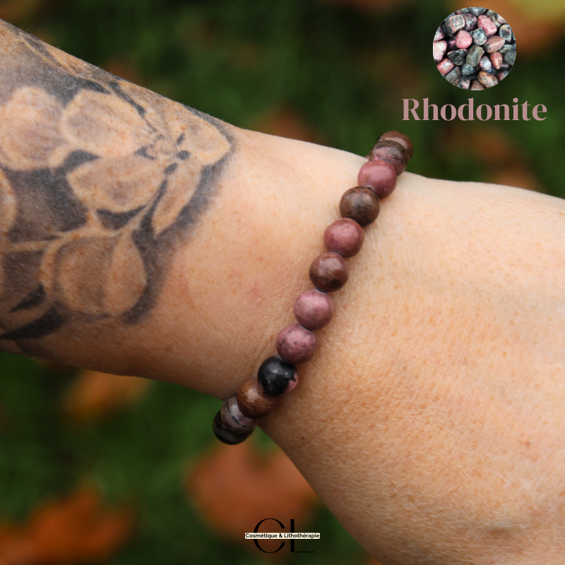 Bracelet en pierres naturelles Rhodonite AB 8mm Lithothérapie