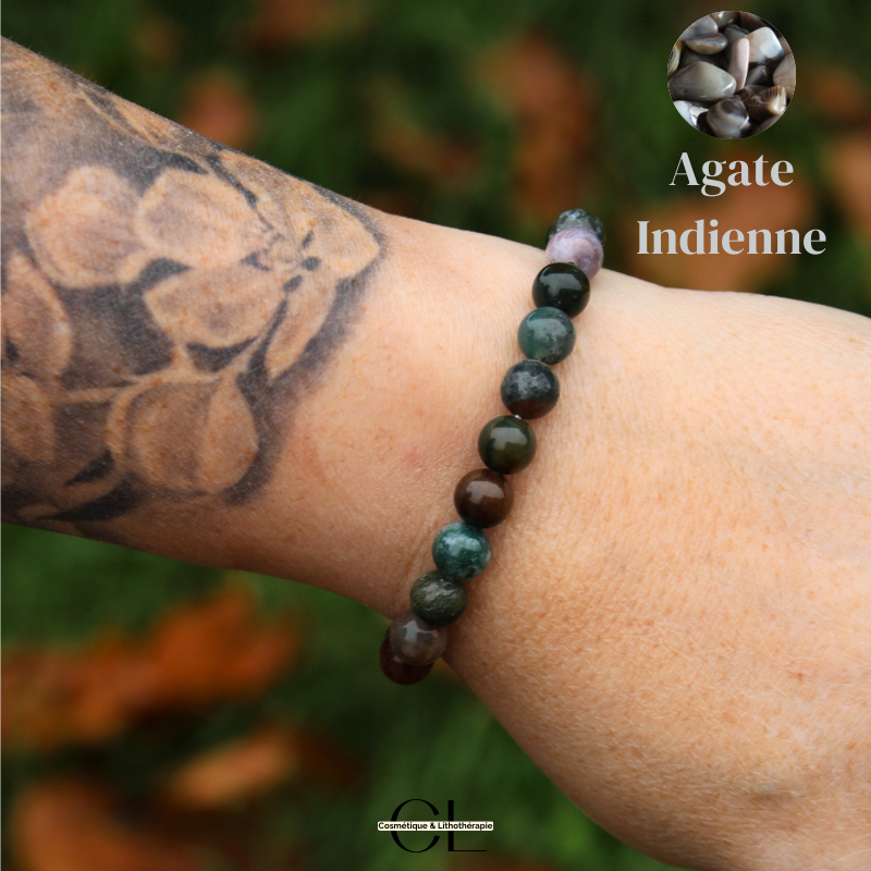 Bracelet en pierre naturelle Agate Indienne AB 8mm Lithothérapie