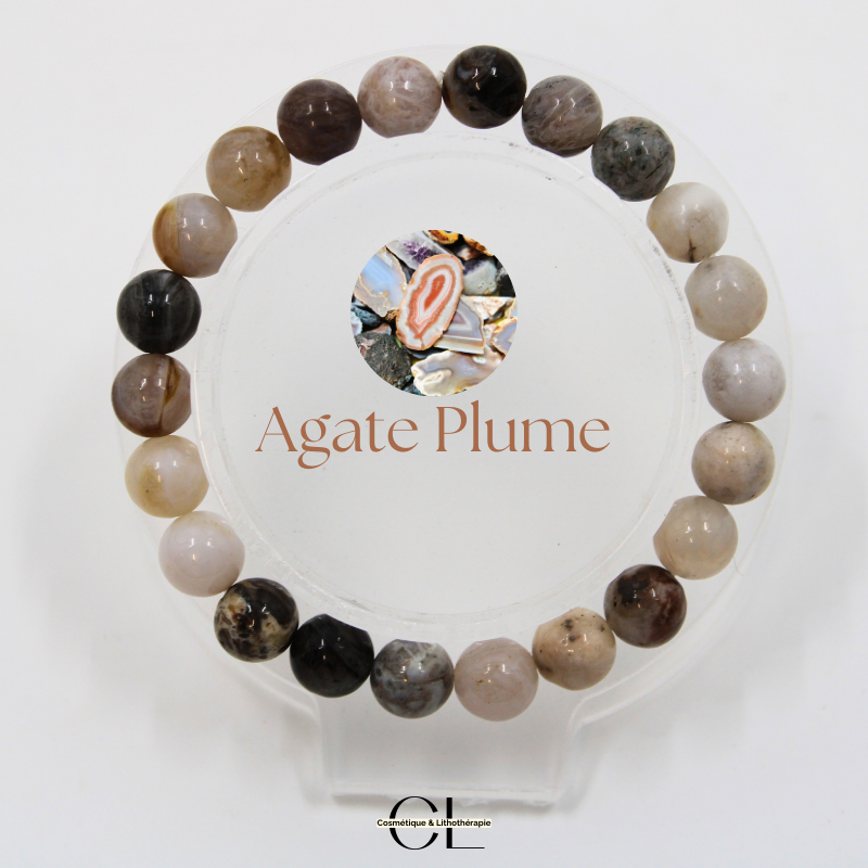 Bracelet en pierres naturelles Agate Plume AB 8mm Lithothérapie