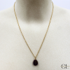 Collier chaine en acier inoxydable doré  avec pierre Améthyste A et Croix Lithothérapie