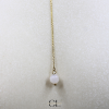 Collier chaine plume doré en forme Y  en acier inoxydable avec pierre Quartz Rose A 8mm Lithothérapie