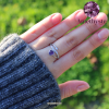 Bague en cuivre blanc ajustable facetté Amethyste AA en forme de cœur Lithothérapie