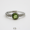 Bague en cuivre blanc ajustable facetté Péridot AA Lithothérapie