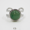 Bague en acier inoxydable argentée avec pierre Aventurine Verte A Lithothérapie