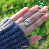 Bague en acier inoxydable argentée avec pierre Aventurine Verte A Lithothérapie