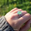 Bague en acier inoxydable argentée avec pierre Aventurine Verte A Lithothérapie