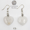 Boucles d'oreilles avec pierre Cristal de Roche AB en forme de coeur 20mm Lithothérapie