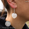 Boucles d'oreilles avec pierre Cristal de Roche AB en forme de coeur 20mm Lithothérapie