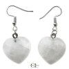 Boucles d'oreilles avec pierre Cristal de Roche AB en forme de coeur 20mm Lithothérapie