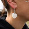 Boucles d'oreilles avec pierre Cristal de Roche AB en forme de coeur 20mm Lithothérapie