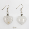 Boucles d'oreilles avec pierre Cristal de Roche AB en forme de coeur 20mm Lithothérapie
