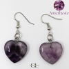 Boucles d'oreilles avec pierre Amethyste AB en forme de coeur 20mm Lithothérapie