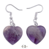 Boucles d'oreilles avec pierre Amethyste AB en forme de coeur 20mm Lithothérapie