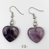 Boucles d'oreilles avec pierre Amethyste AB en forme de coeur 20mm Lithothérapie