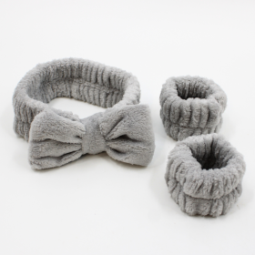 Set bandeau de démaquillage avec bracelets de poignets gris Cosmétique naturel
