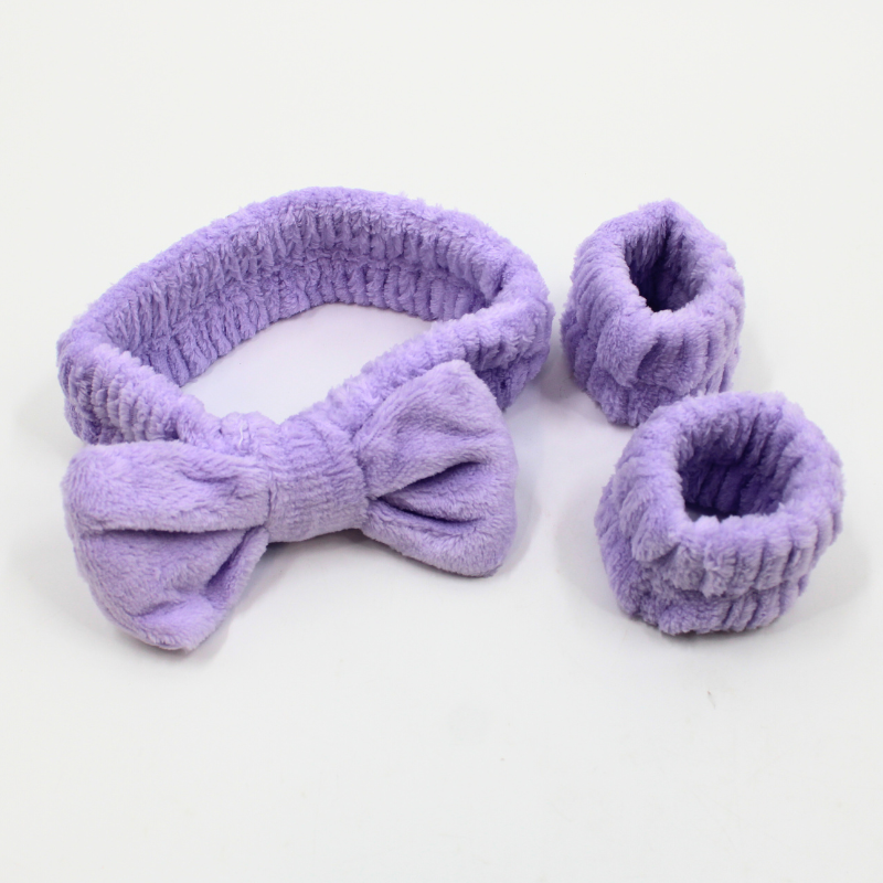 Set bandeau de démaquillage avec bracelets de poignets violet Cosmétique naturel