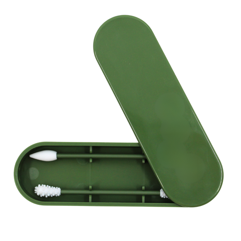 2 cotons-tiges réutilisables  boite de rangement - Vert Cosmétique naturel